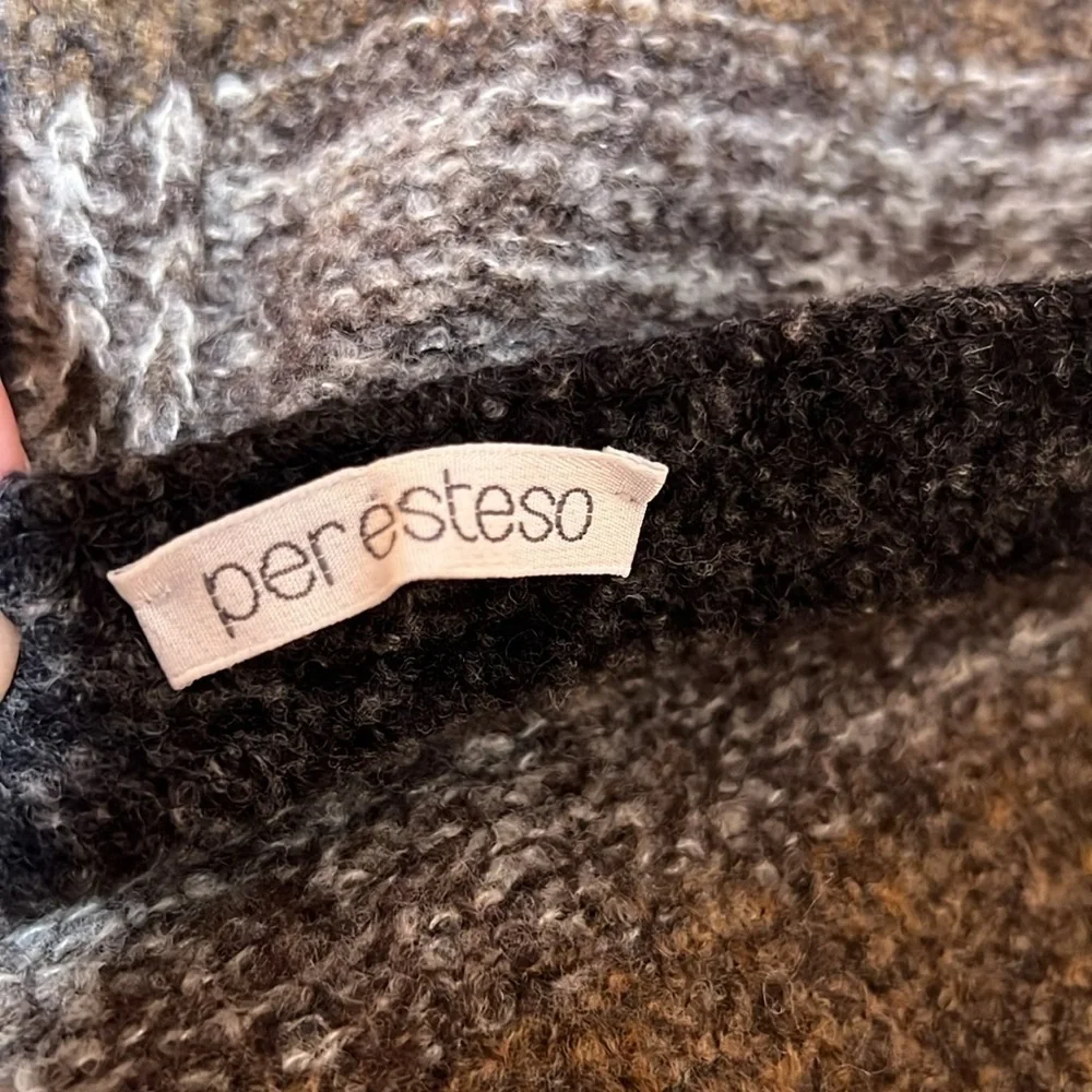 Peresteso Wool Blend Handwoven Italian Scarf Earth Tone Striped Cozy Wrap